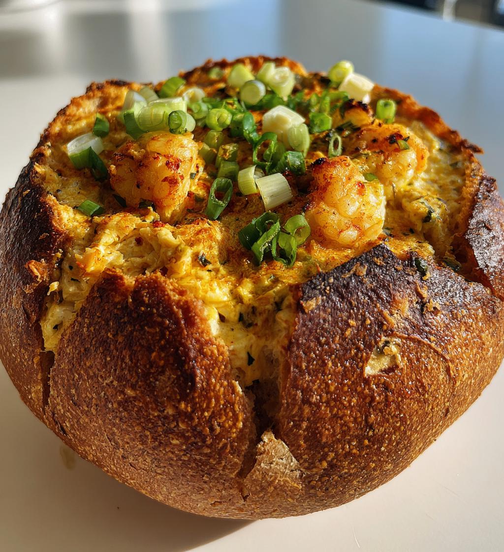 stuffed seafood bread bowl - detail 1