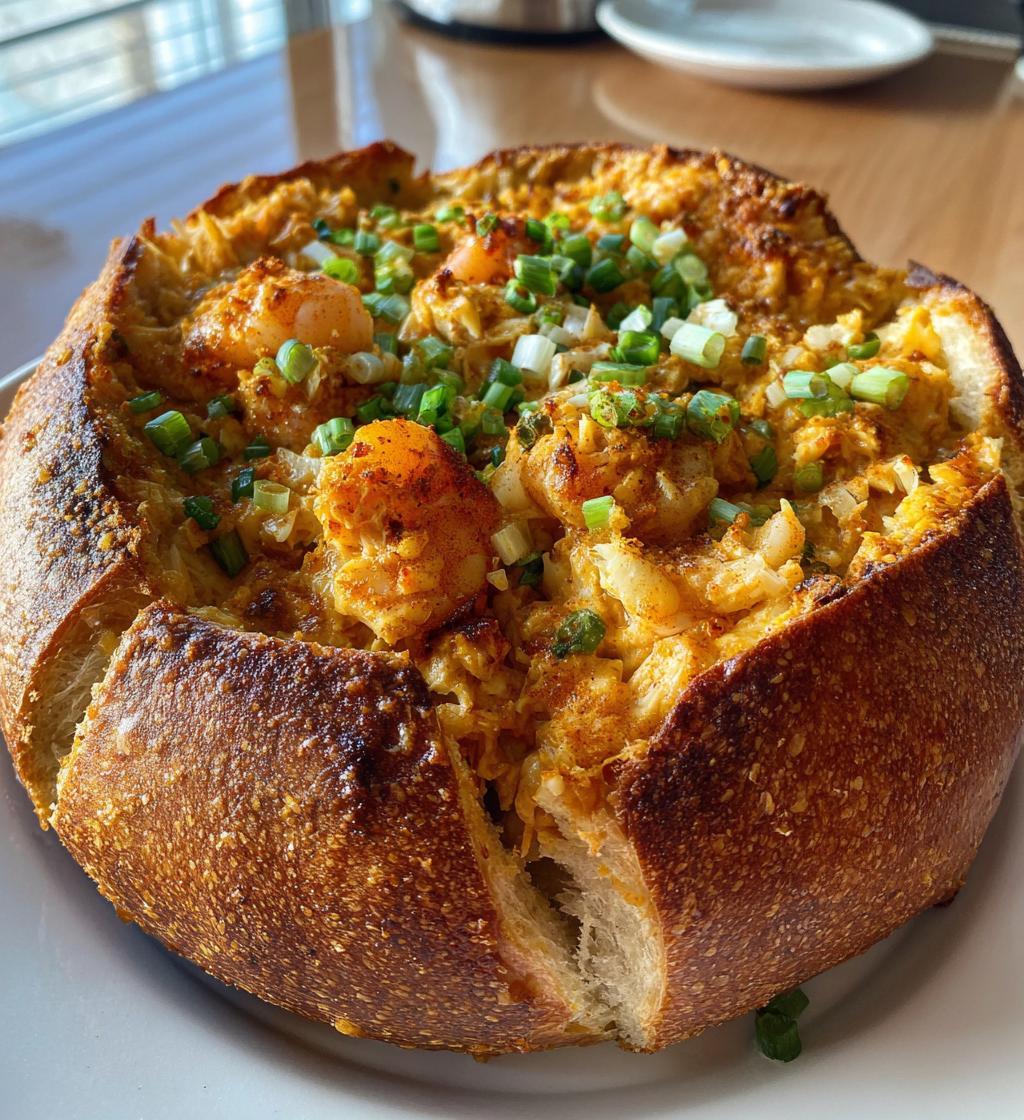 stuffed seafood bread bowl