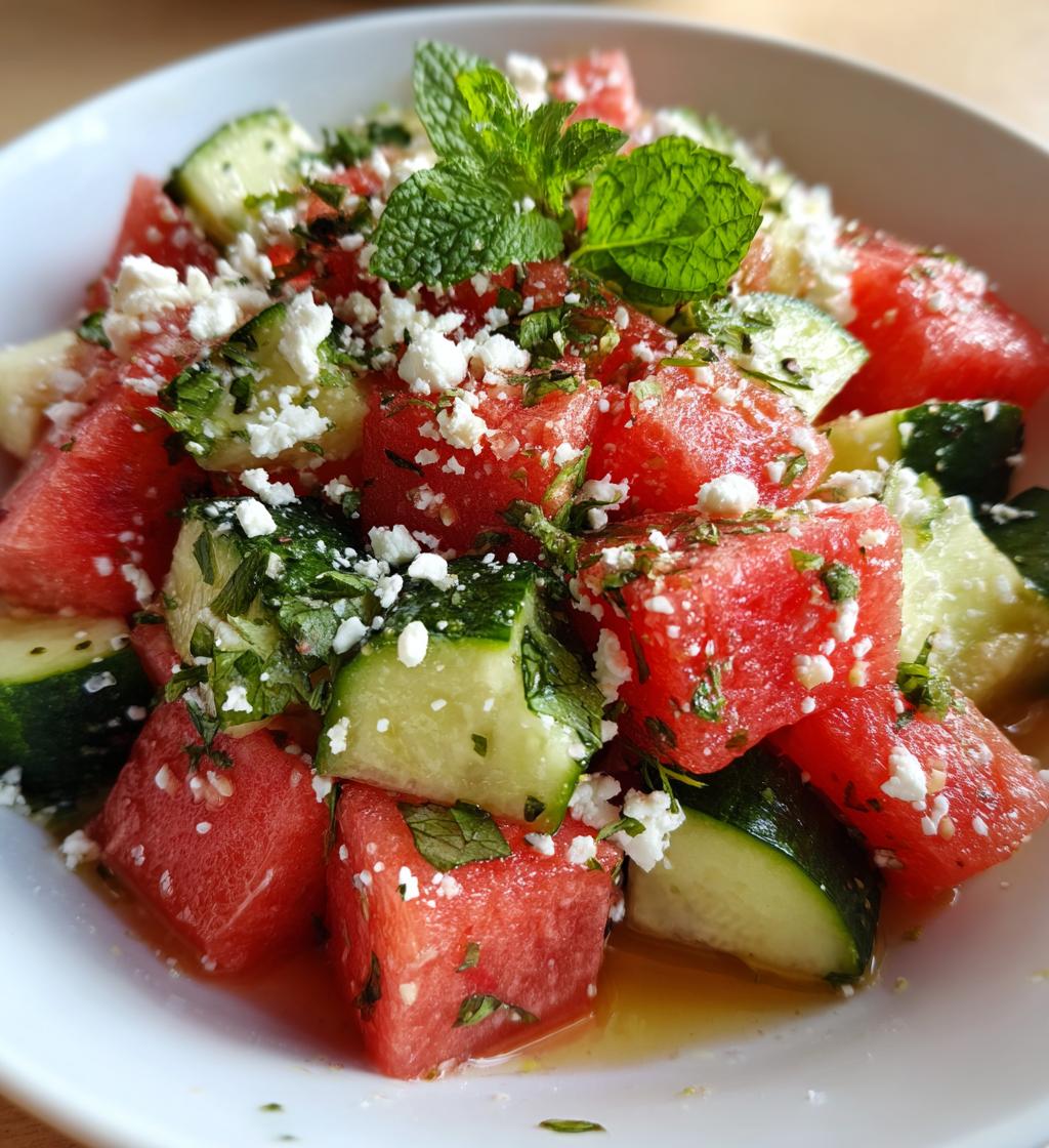 summer perfect watermelon cucumber salad - detail 1