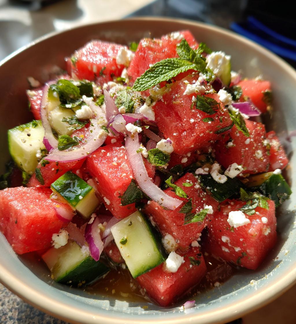 summer perfect watermelon cucumber salad