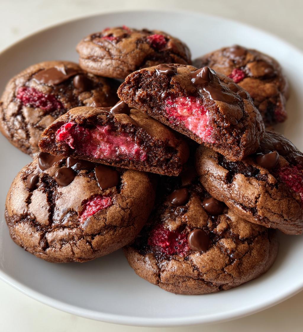 super fudgy raspberry stuffed brownie cookies - detail 1