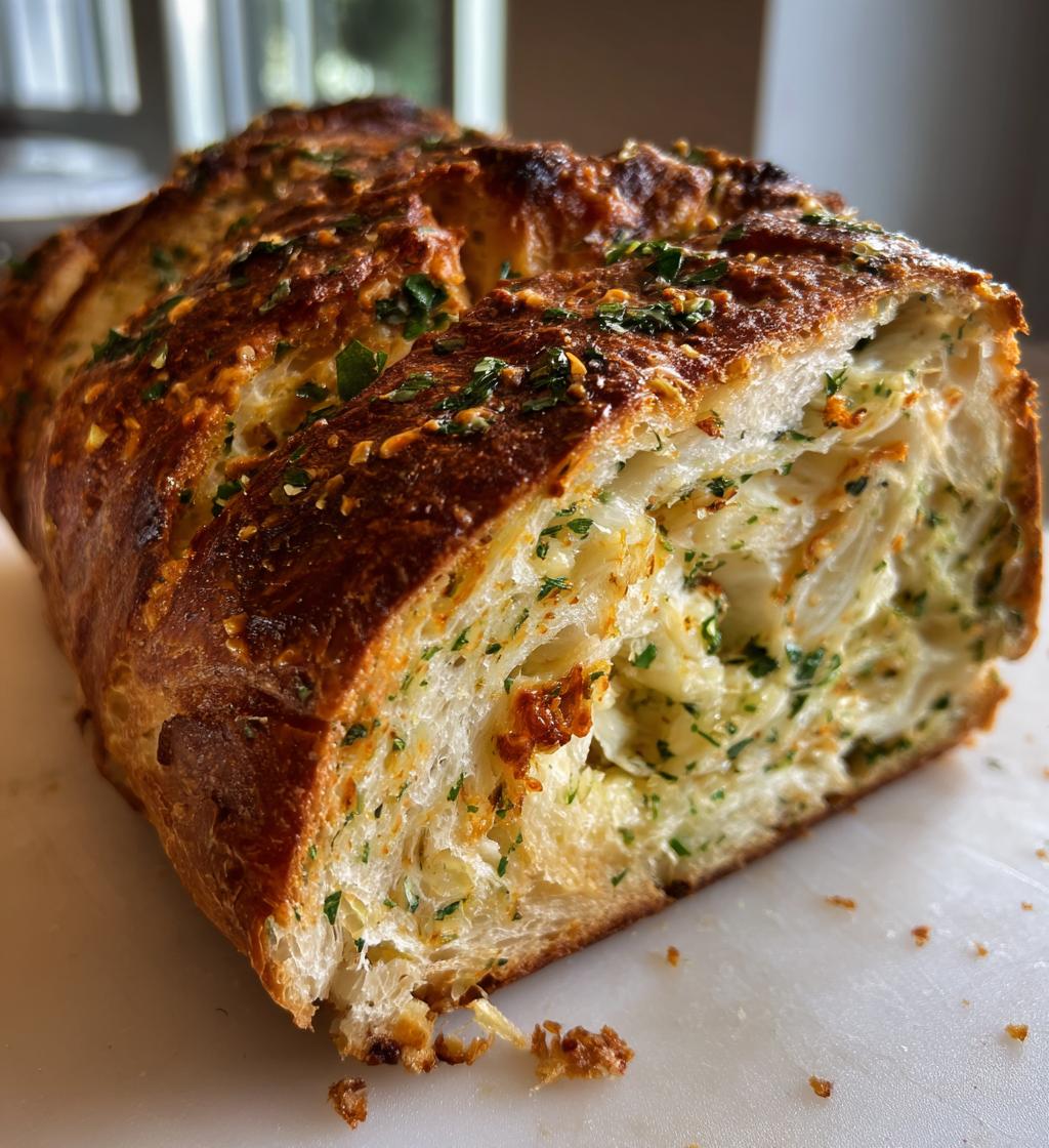 swirled garlic herb and cheese bread - detail 1