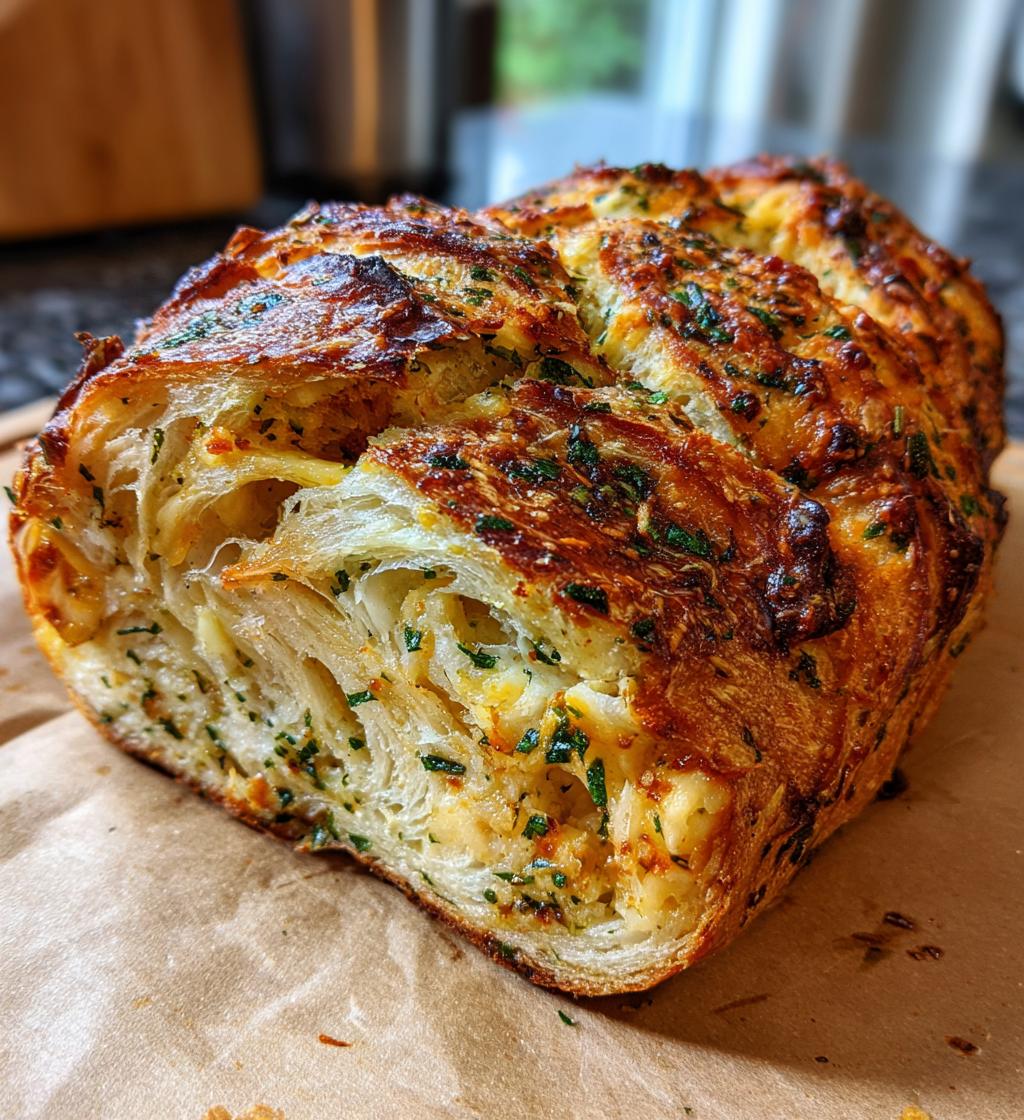 swirled garlic herb and cheese bread