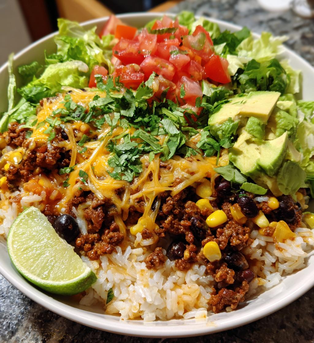 taco rice bowl - detail 1