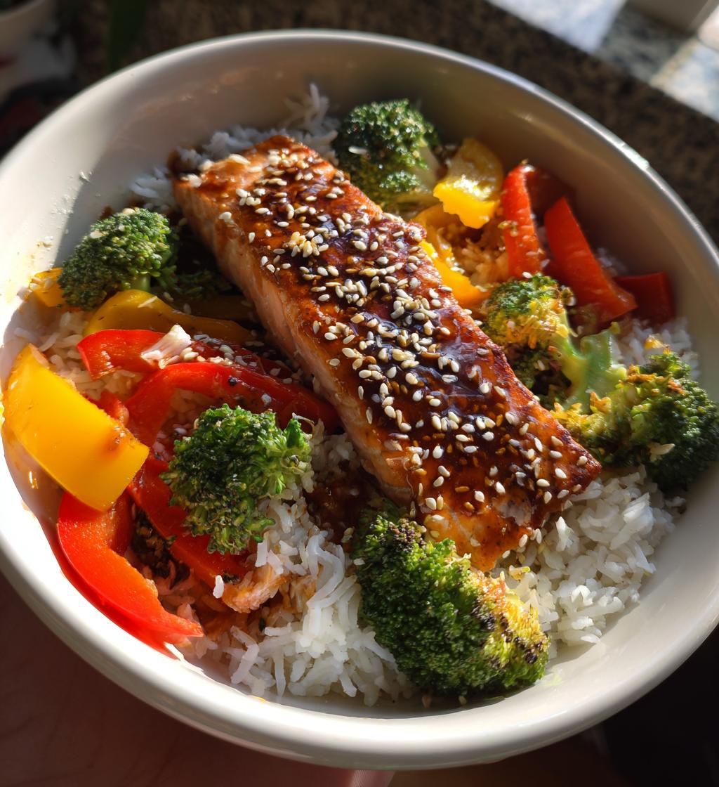 teriyaki salmon bowl - detail 1