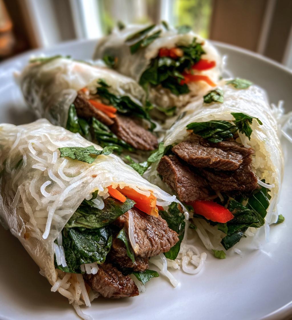 thai basil beef rolls