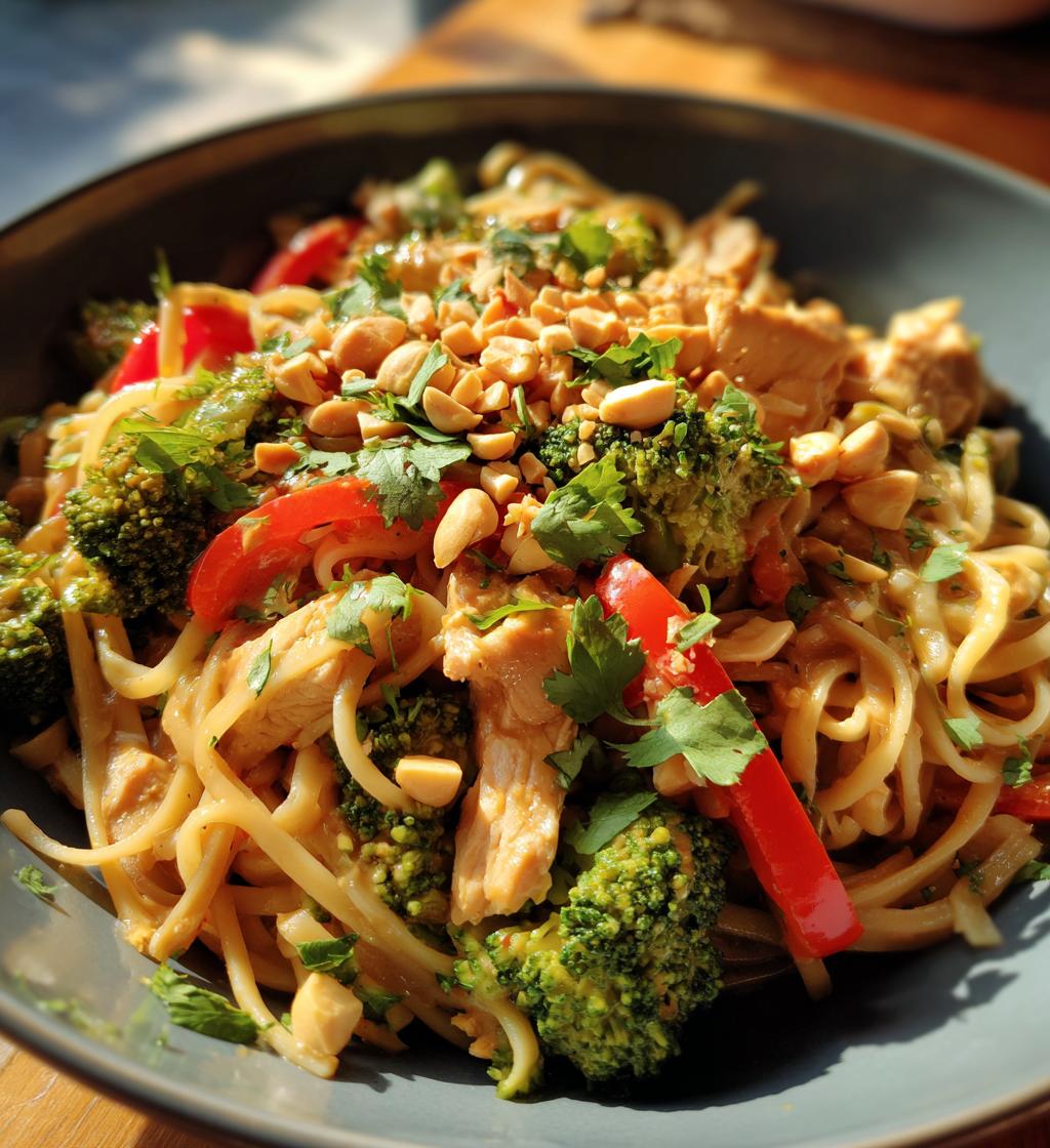 thai peanut noodles with chicken - detail 1