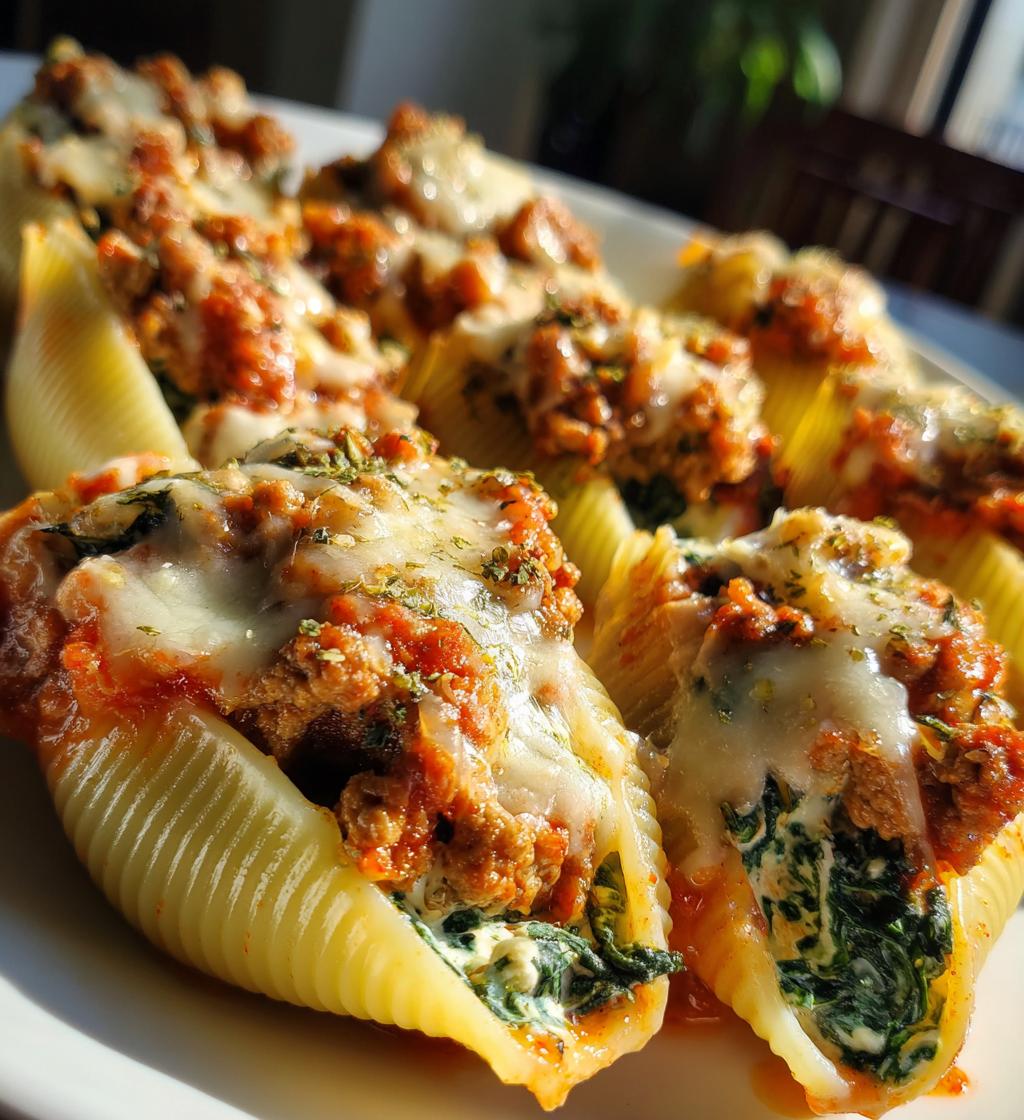 turkey and spinach stuffed shells - detail 1