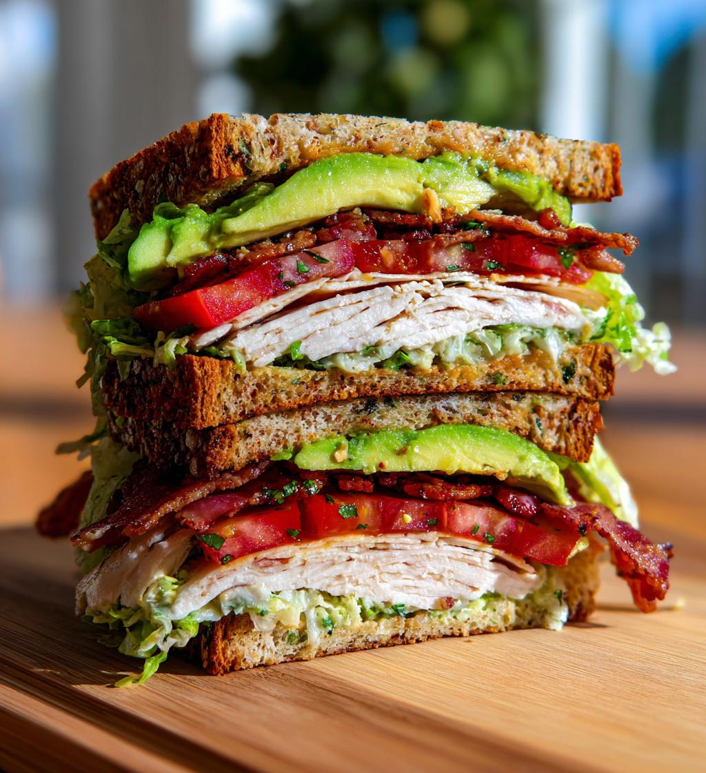 turkey avocado club sandwich - detail 1