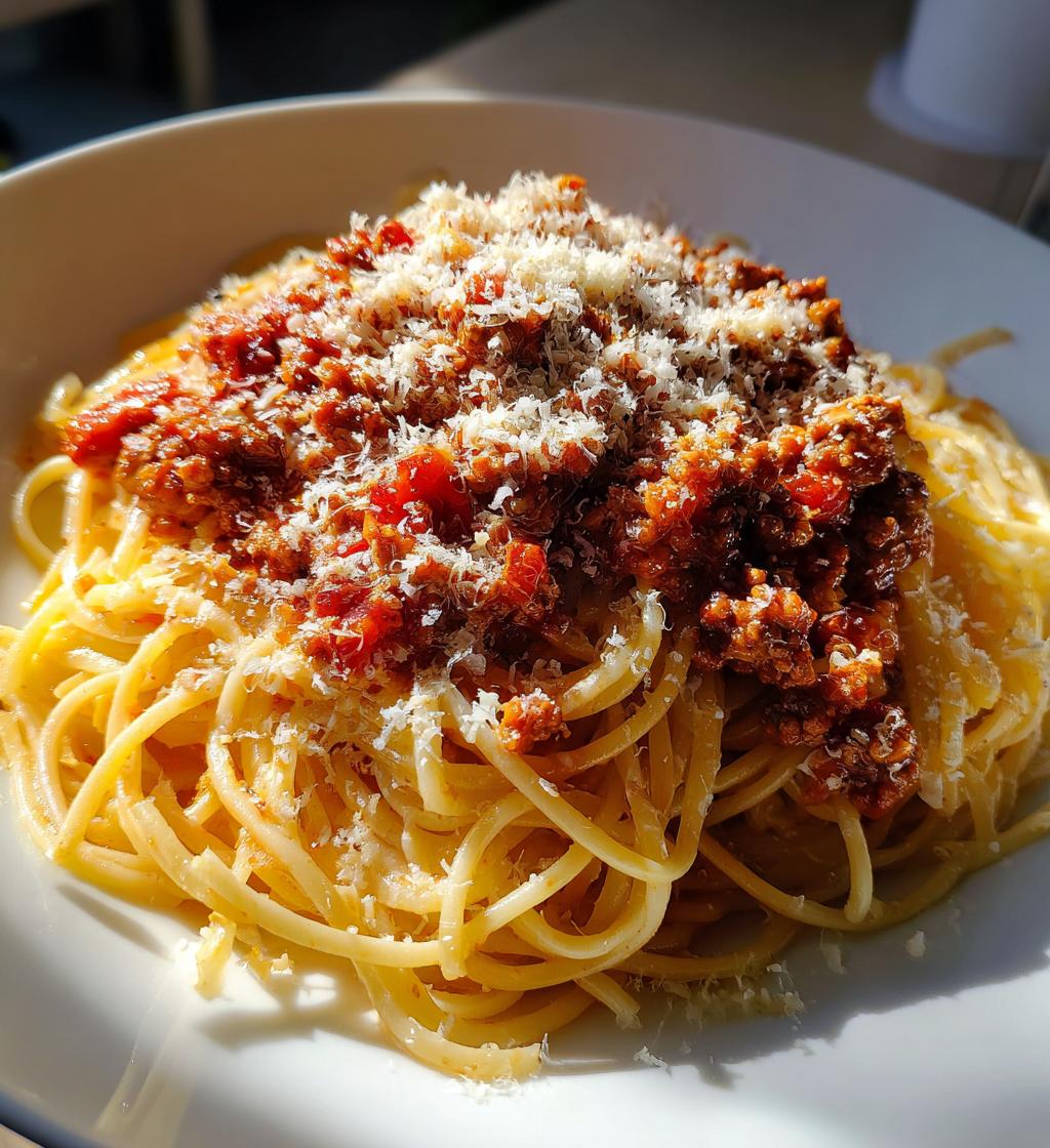 turkey bolognese spaghetti - detail 1