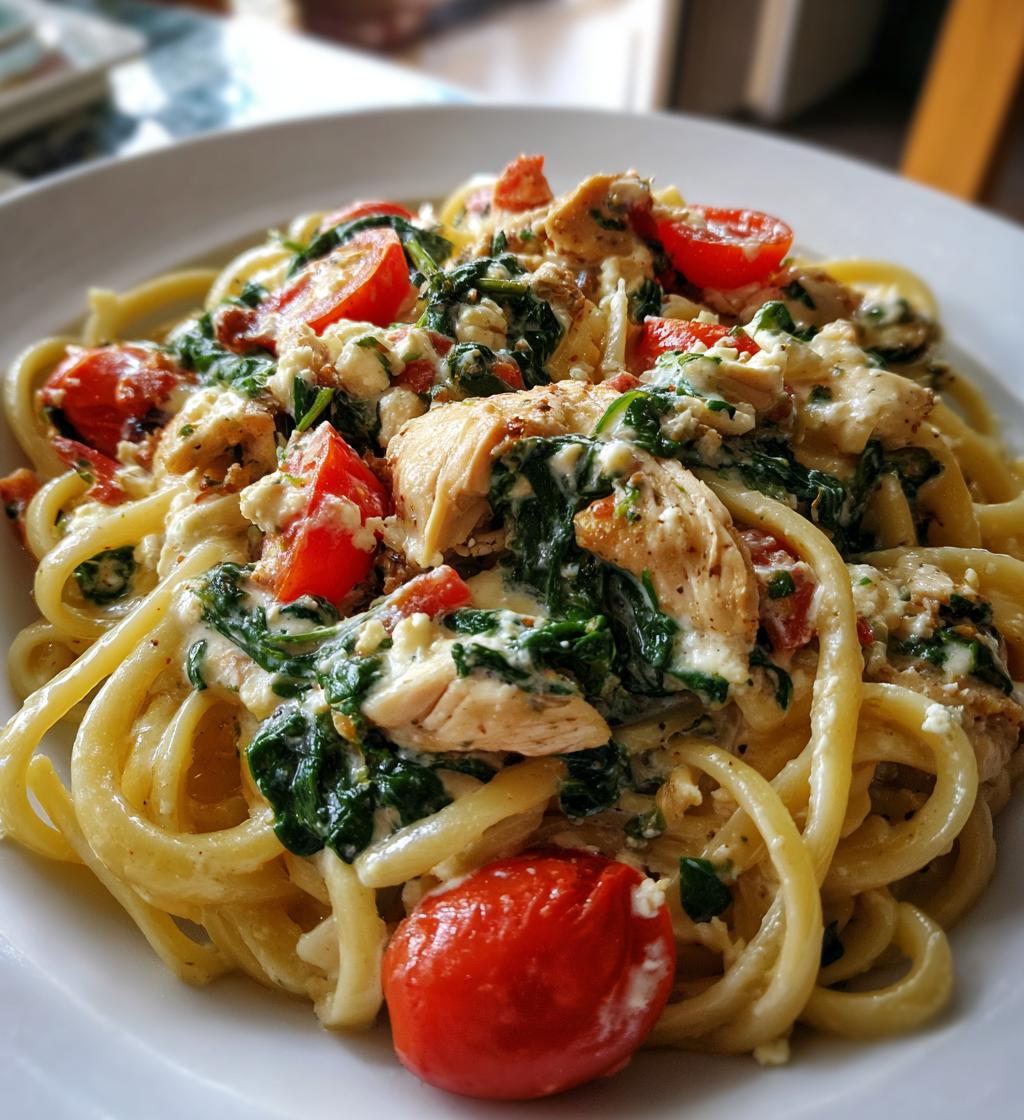 tuscan chicken pasta with cottage cheese - detail 1