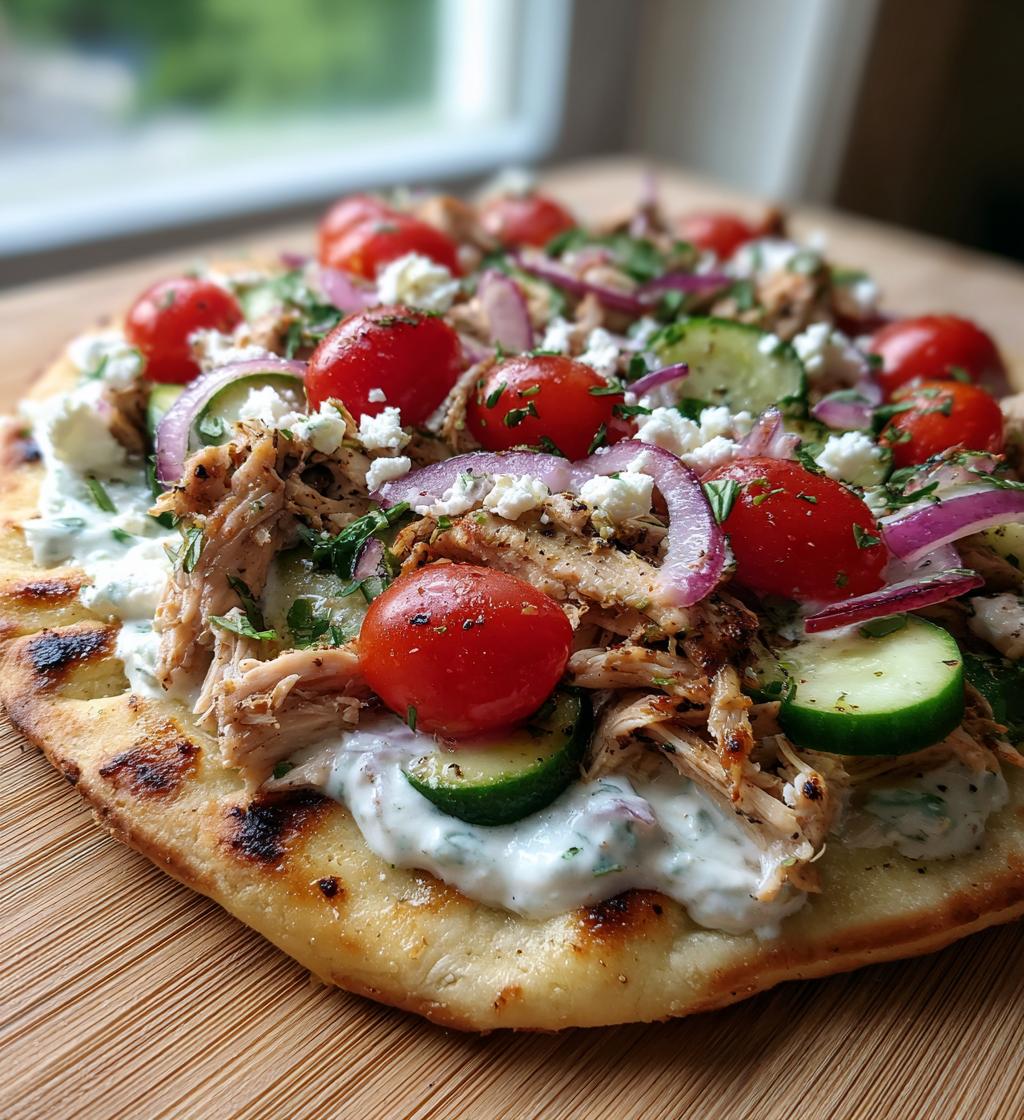 tzatziki chicken veggie naan pizza