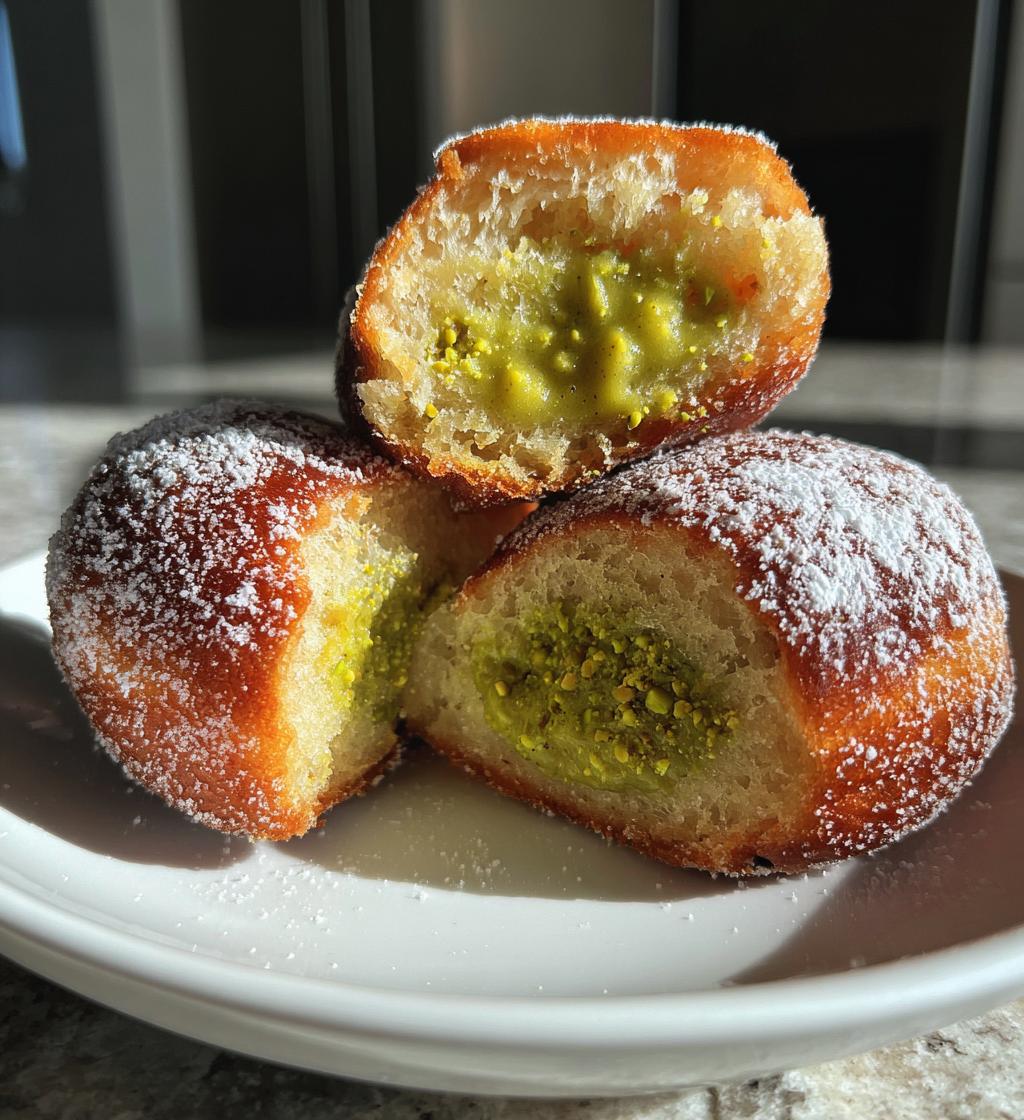 vegan donuts filled with pistachio pastry cream - detail 1