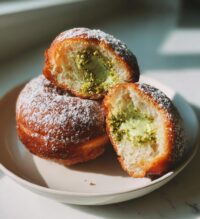 vegan donuts filled with pistachio pastry cream