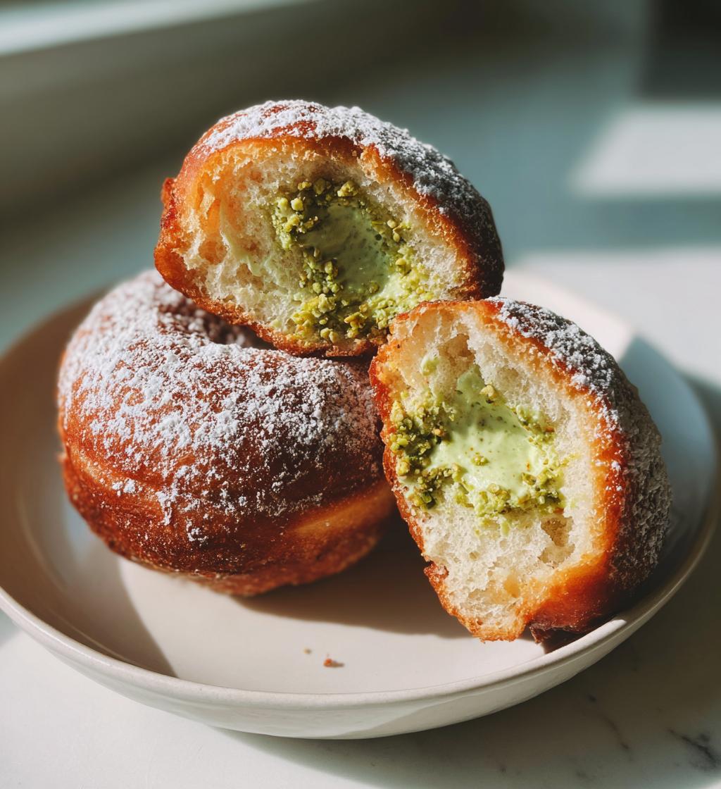 vegan donuts filled with pistachio pastry cream