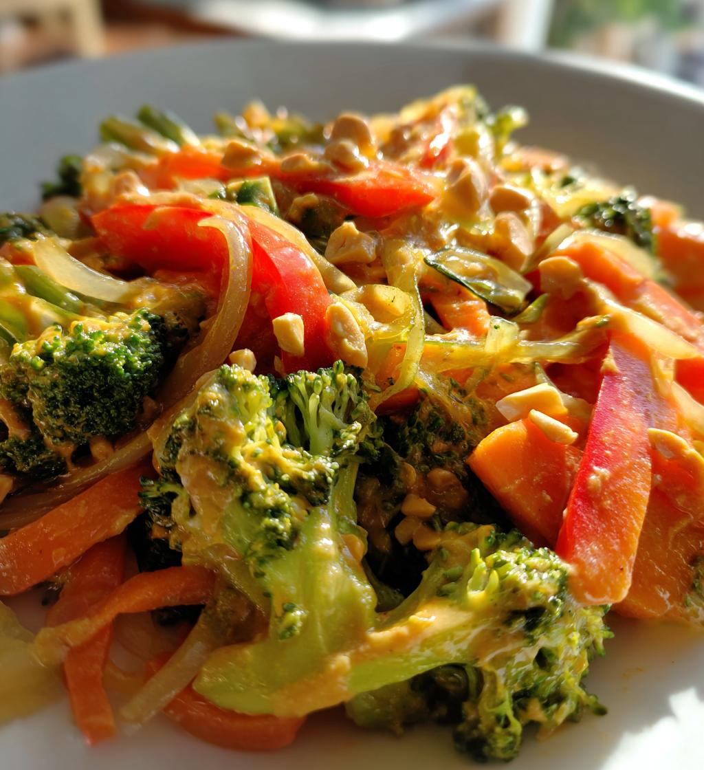 vegetable stir fry with peanut sauce - detail 1