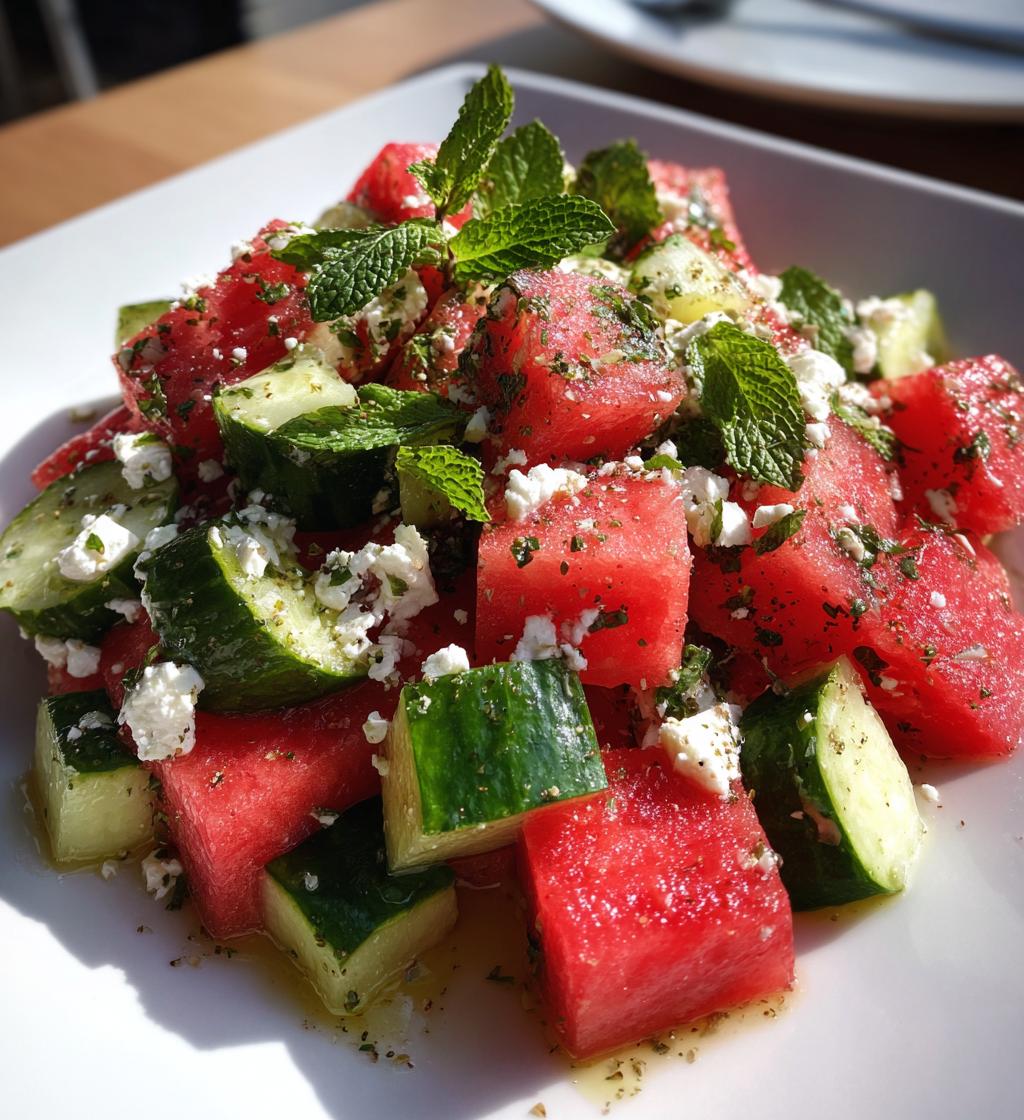 watermelon cucumber feta salad