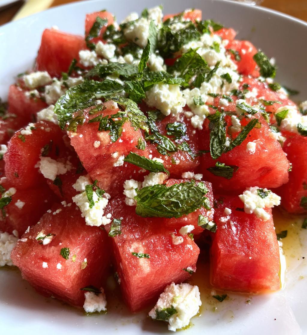 watermelon feta salad with mint - detail 1