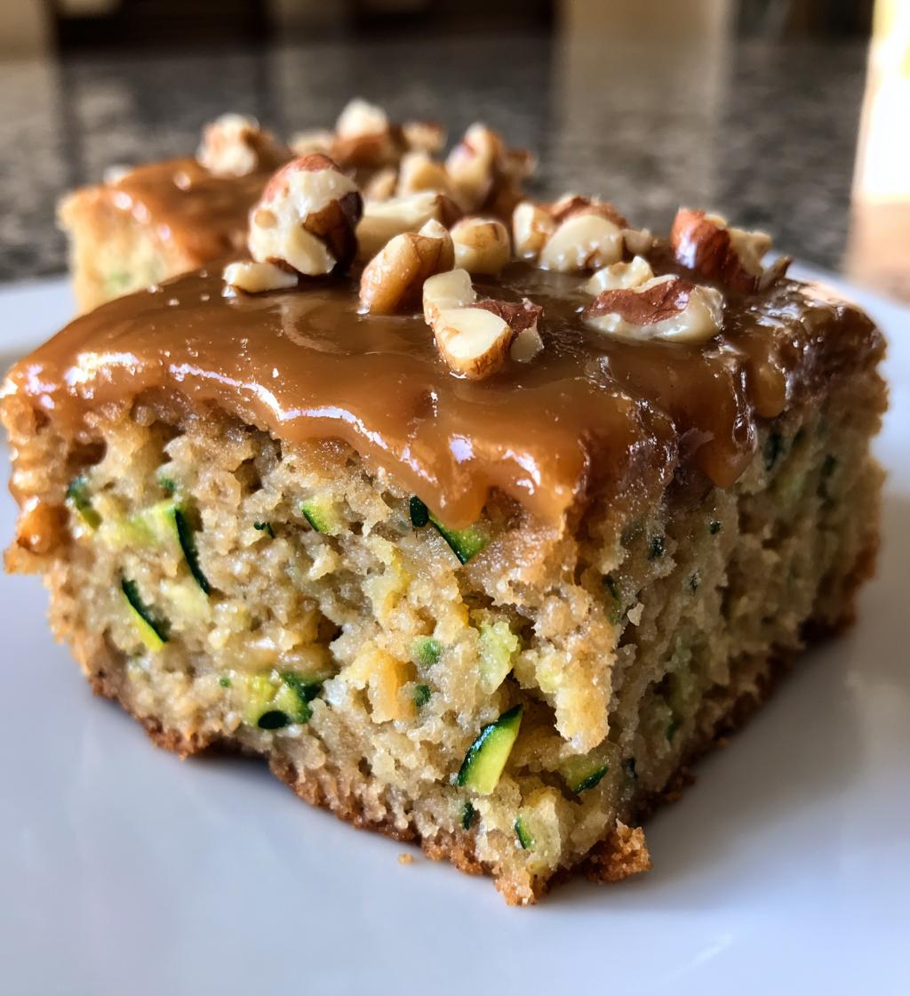 zucchini bars with caramel frosting - detail 1