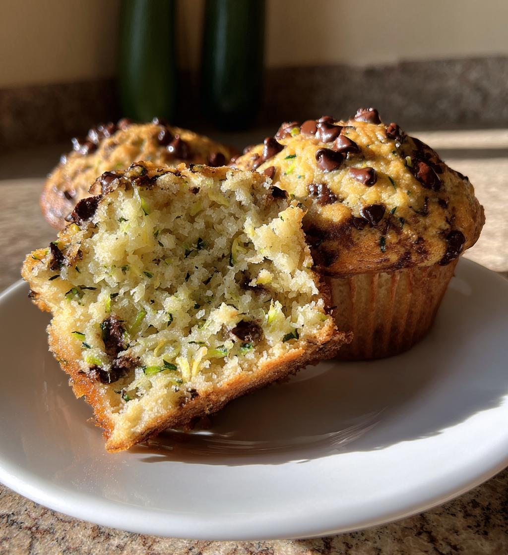 zucchini chocolate chip muffins - detail 1