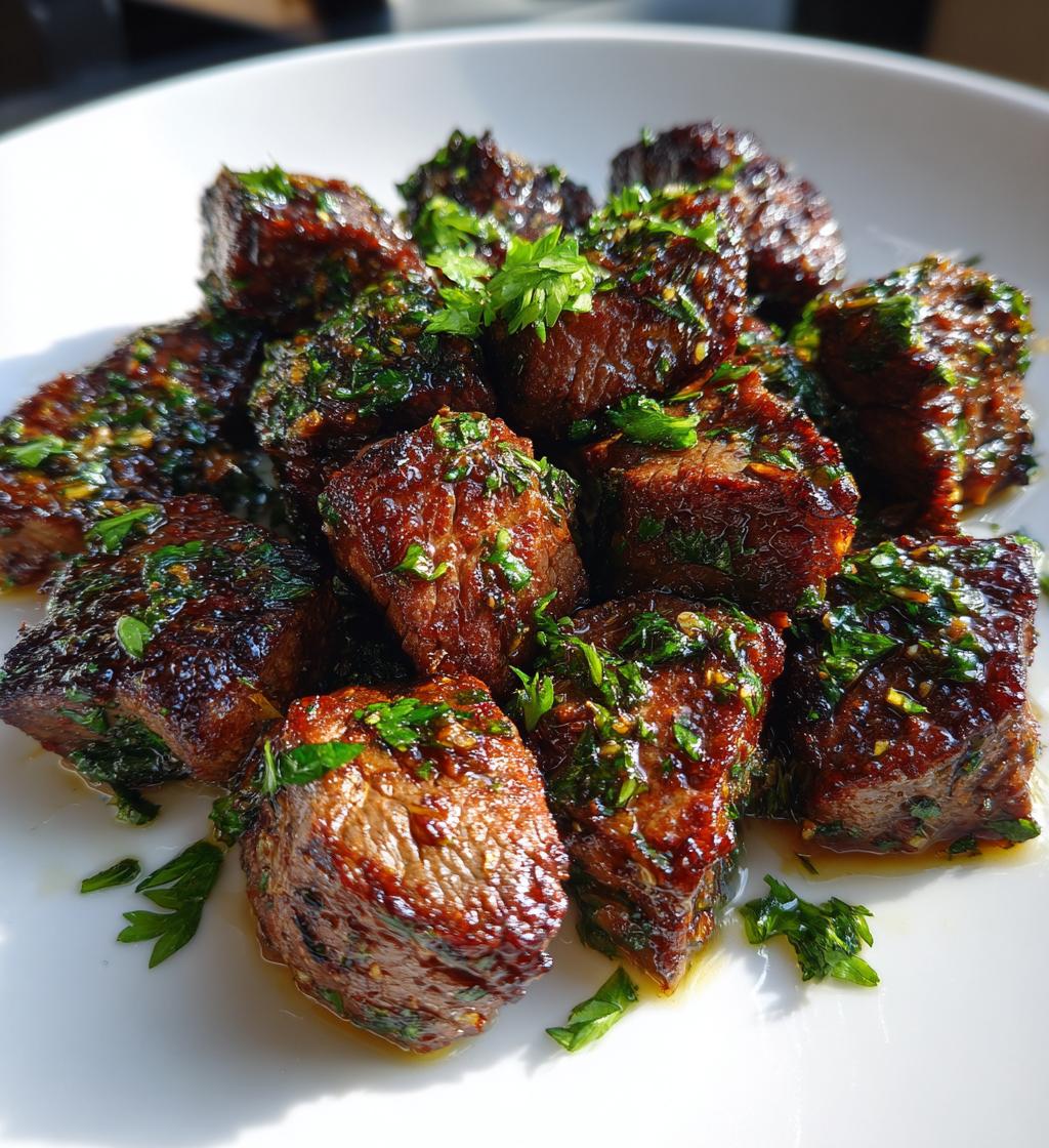 air fryer garlic butter steak bites - detail 1