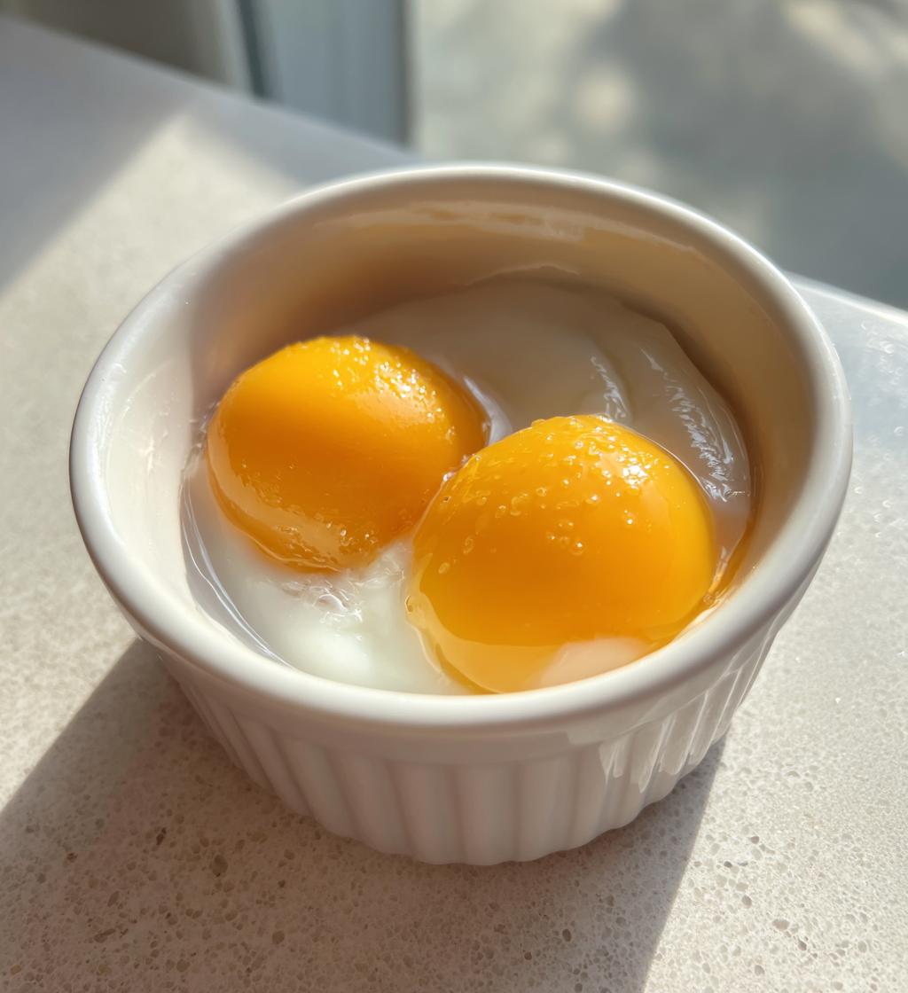 air fryer poached eggs - detail 1