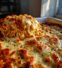 baked cream cheese spaghetti casserole 3