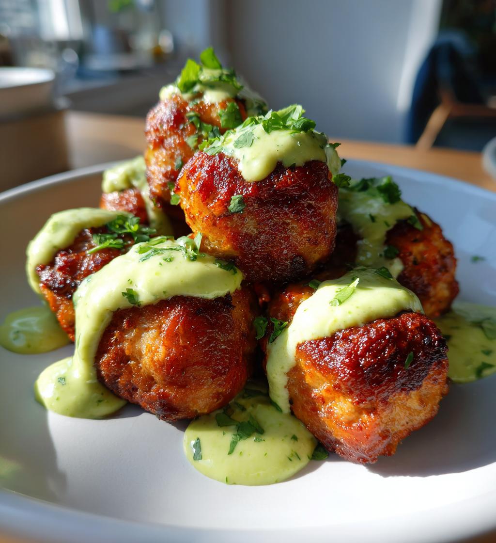 baked salmon meatballs with a tangy avocado sauce recipe