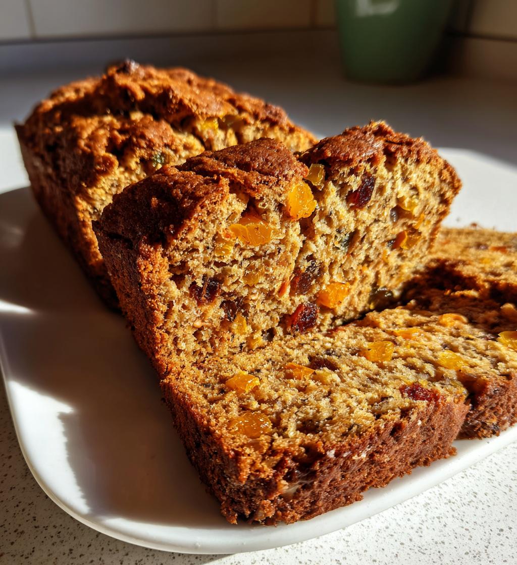 banana bread with wholemeal flour and dried fruit