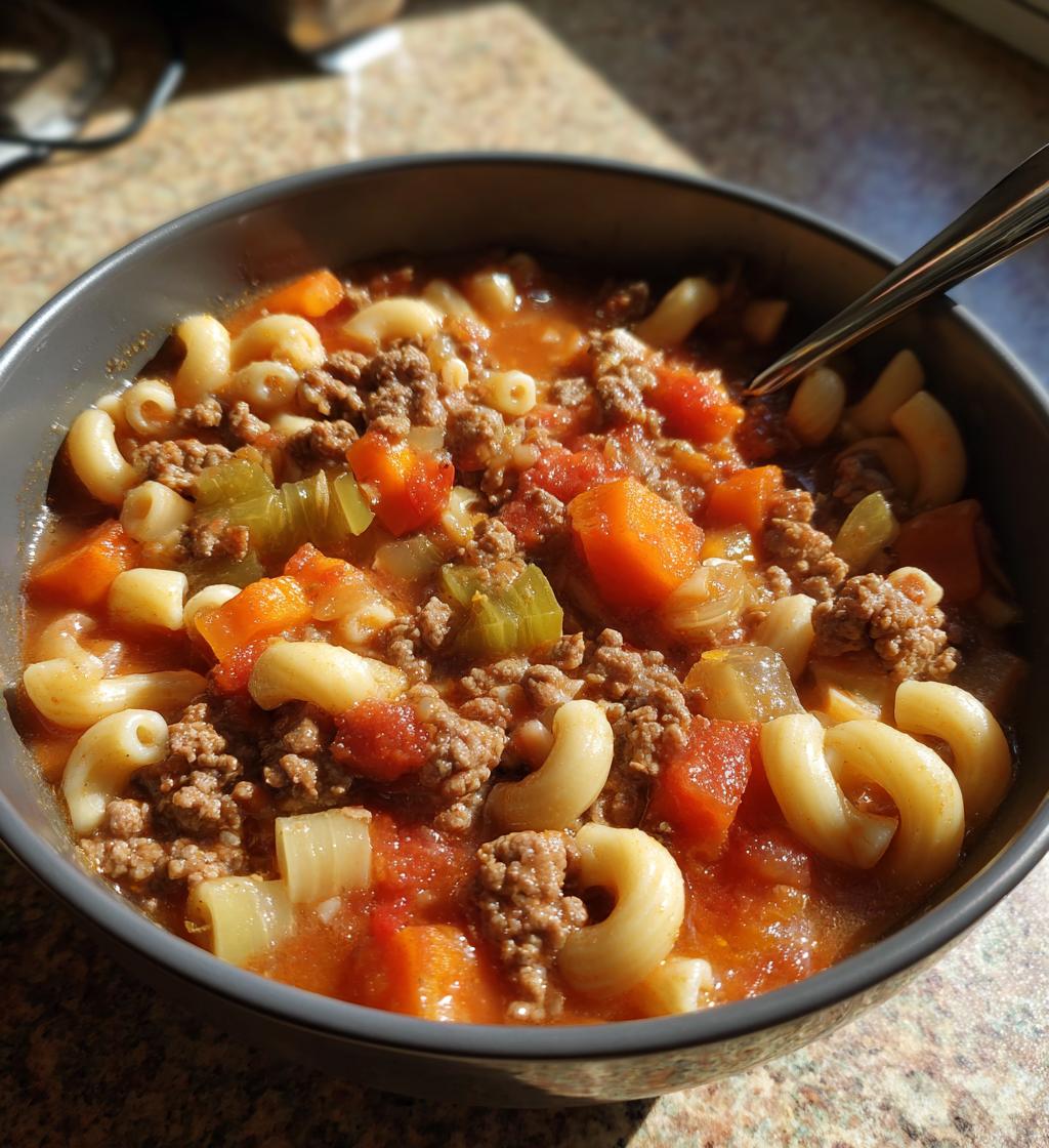 beef and macaroni soup