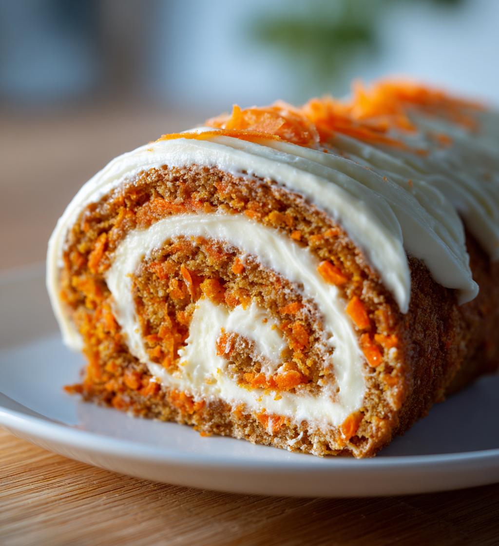 carrot cake roll with cream cheese frosting filling