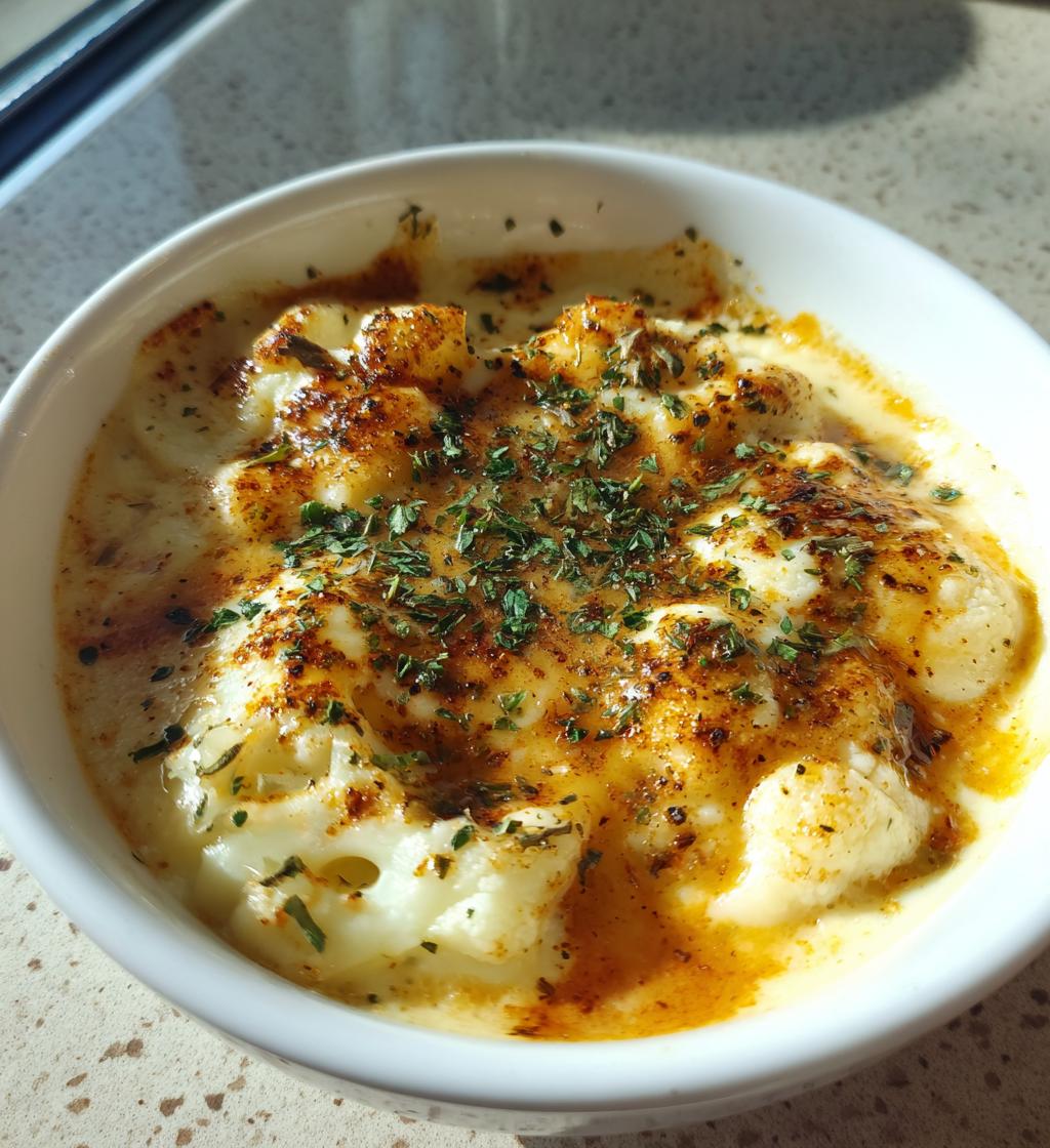 cauliflower soup with cheddar and garlic