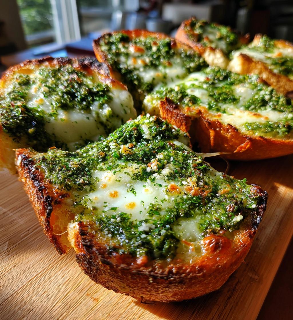 cheesy pesto garlic bread