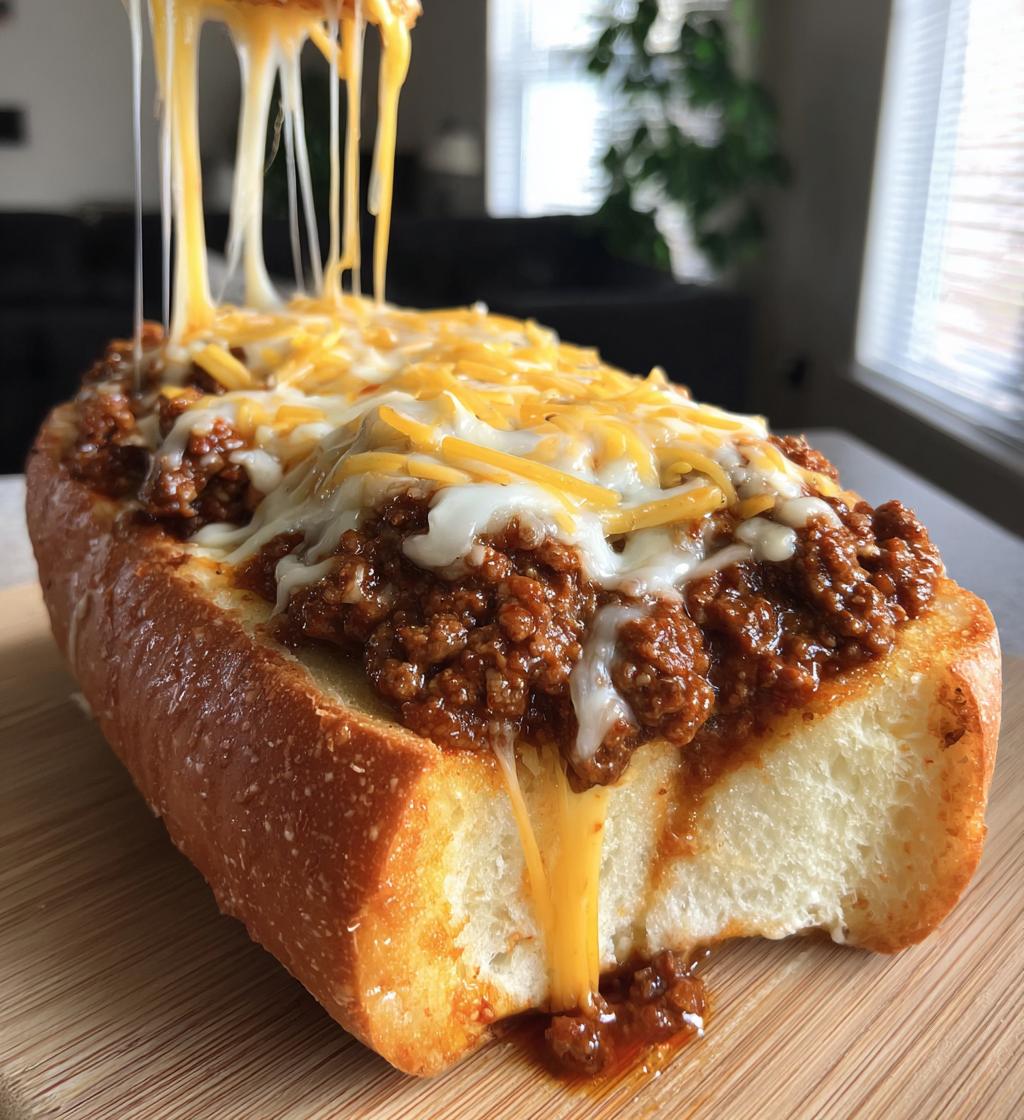 cheesy sloppy joe garlic bread 2