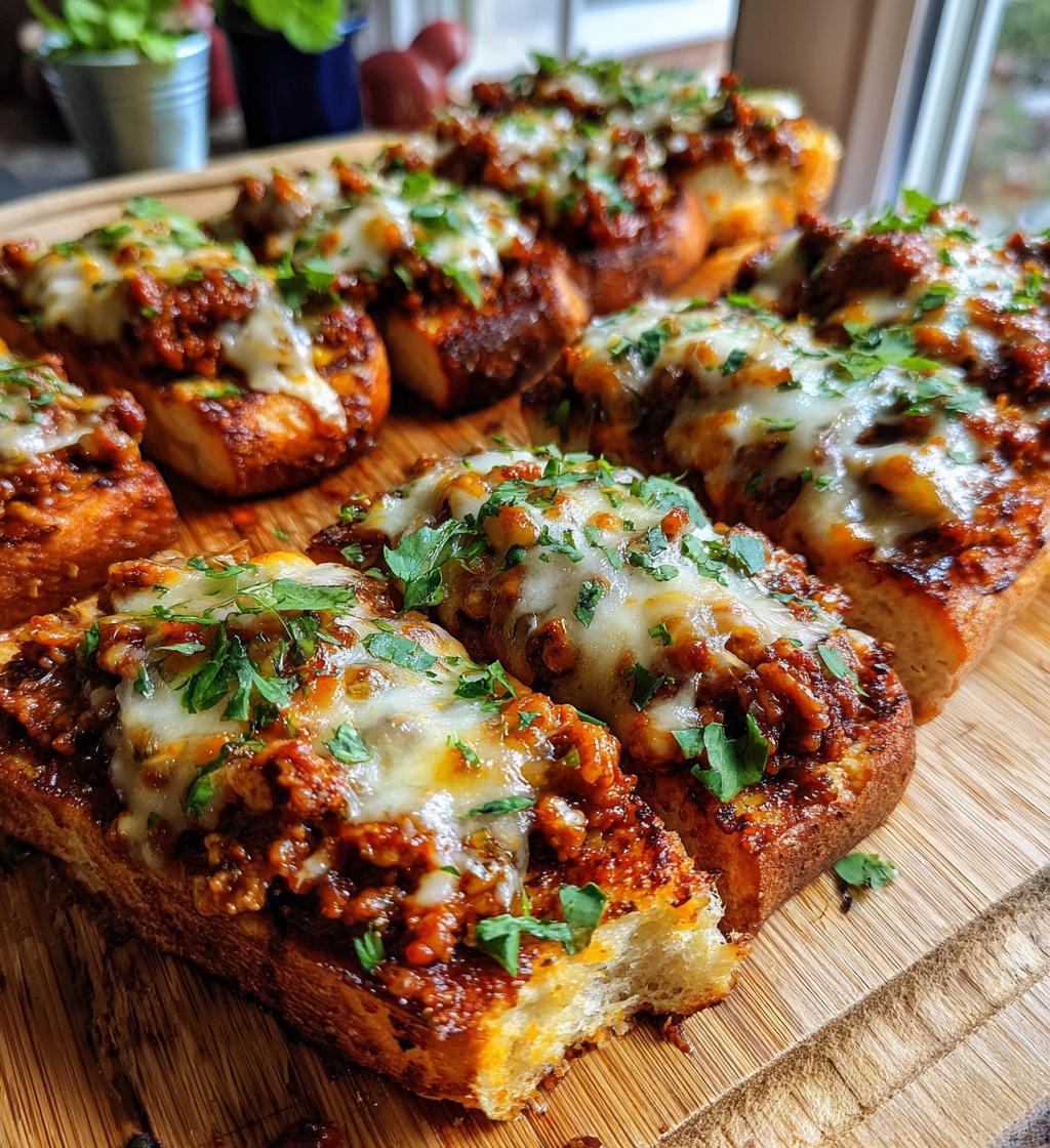 cheesy sloppy joe garlic bread