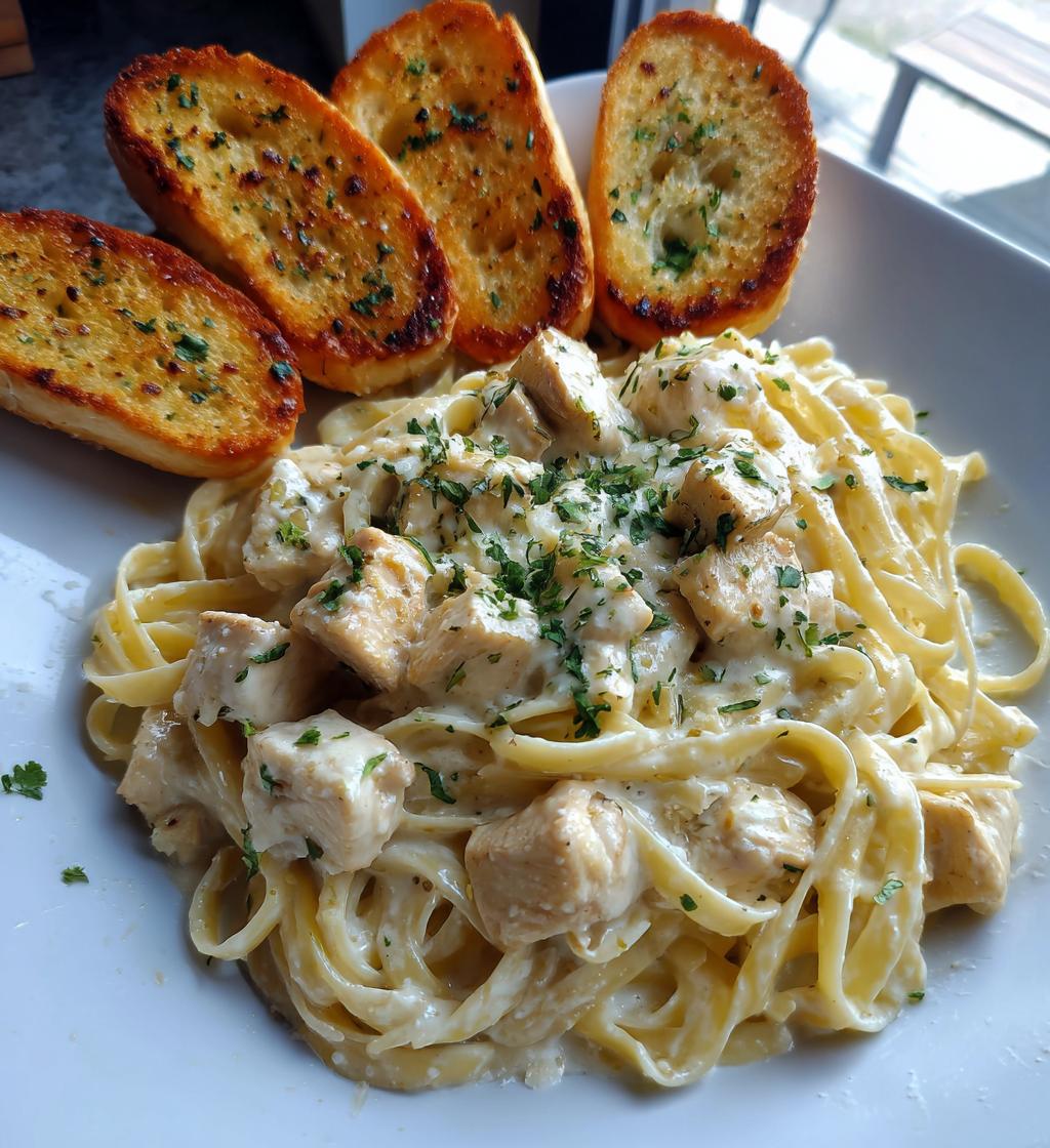 chicken alfredo garlic bread