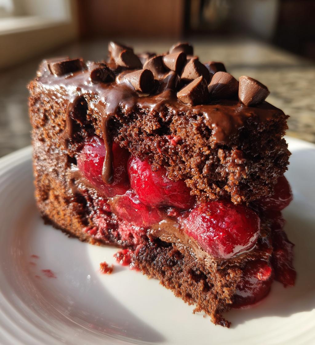 chocolate cherry dump cake - detail 1