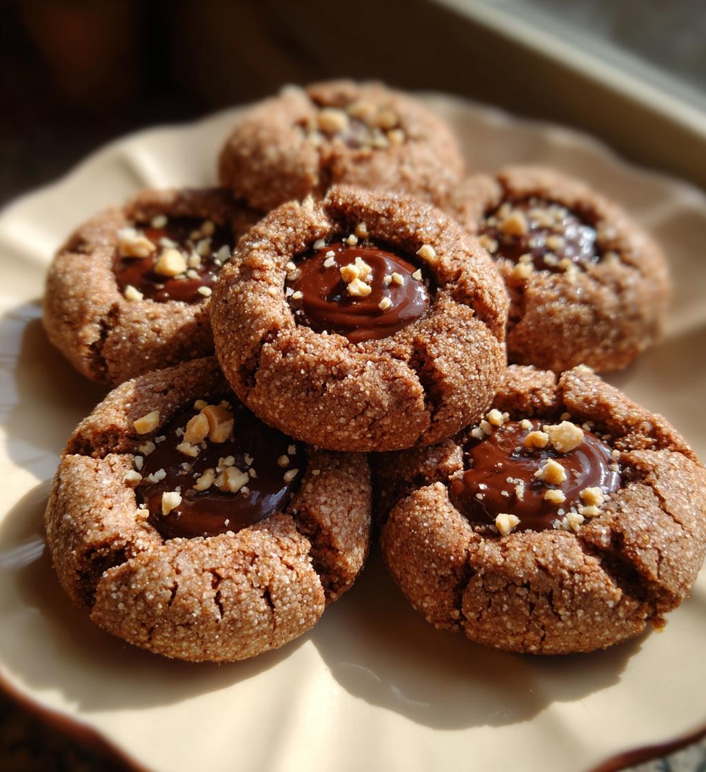 chocolate hazelnut thumbprint cookies