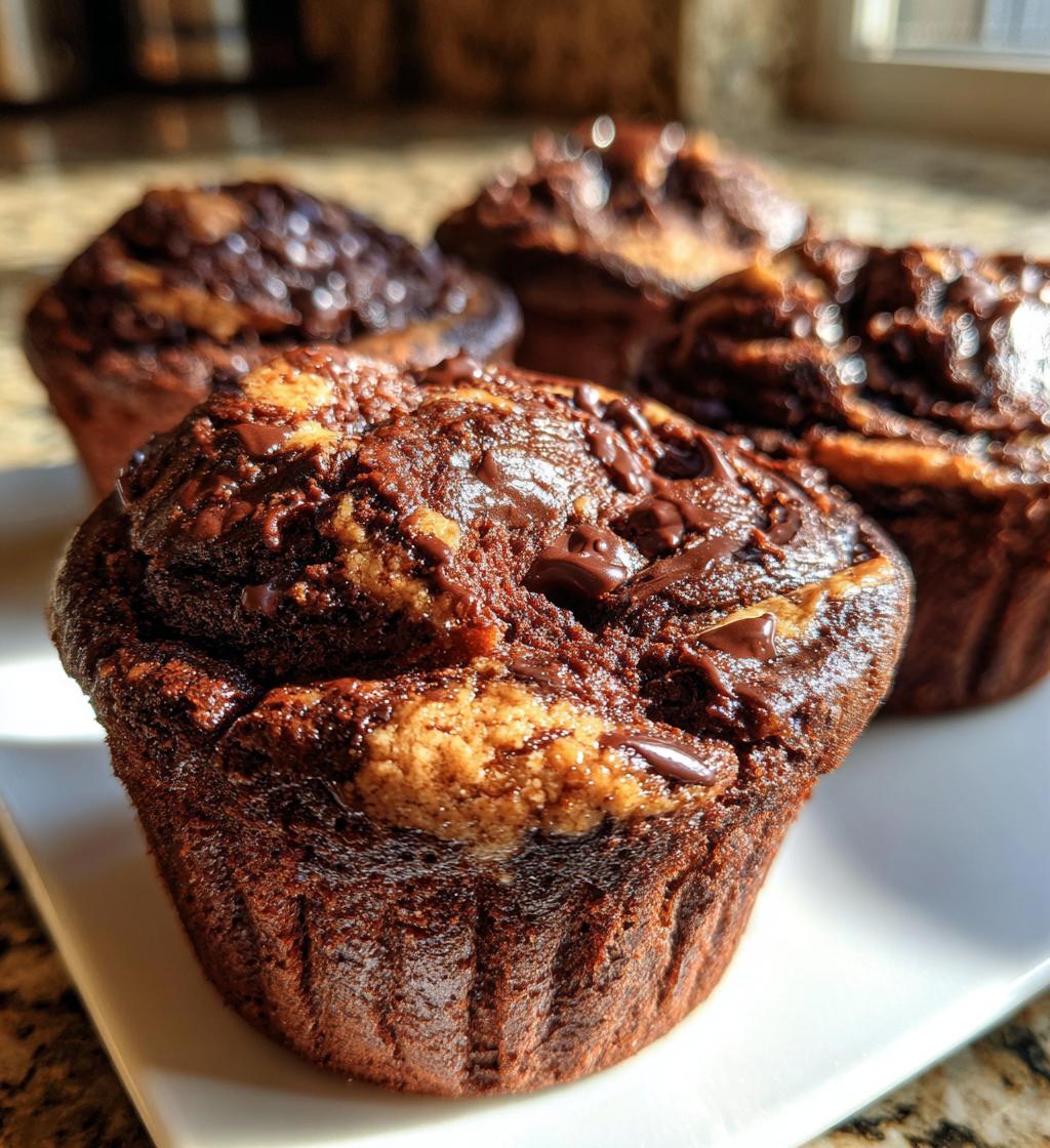chocolate peanut butter swirl muffins - detail 1