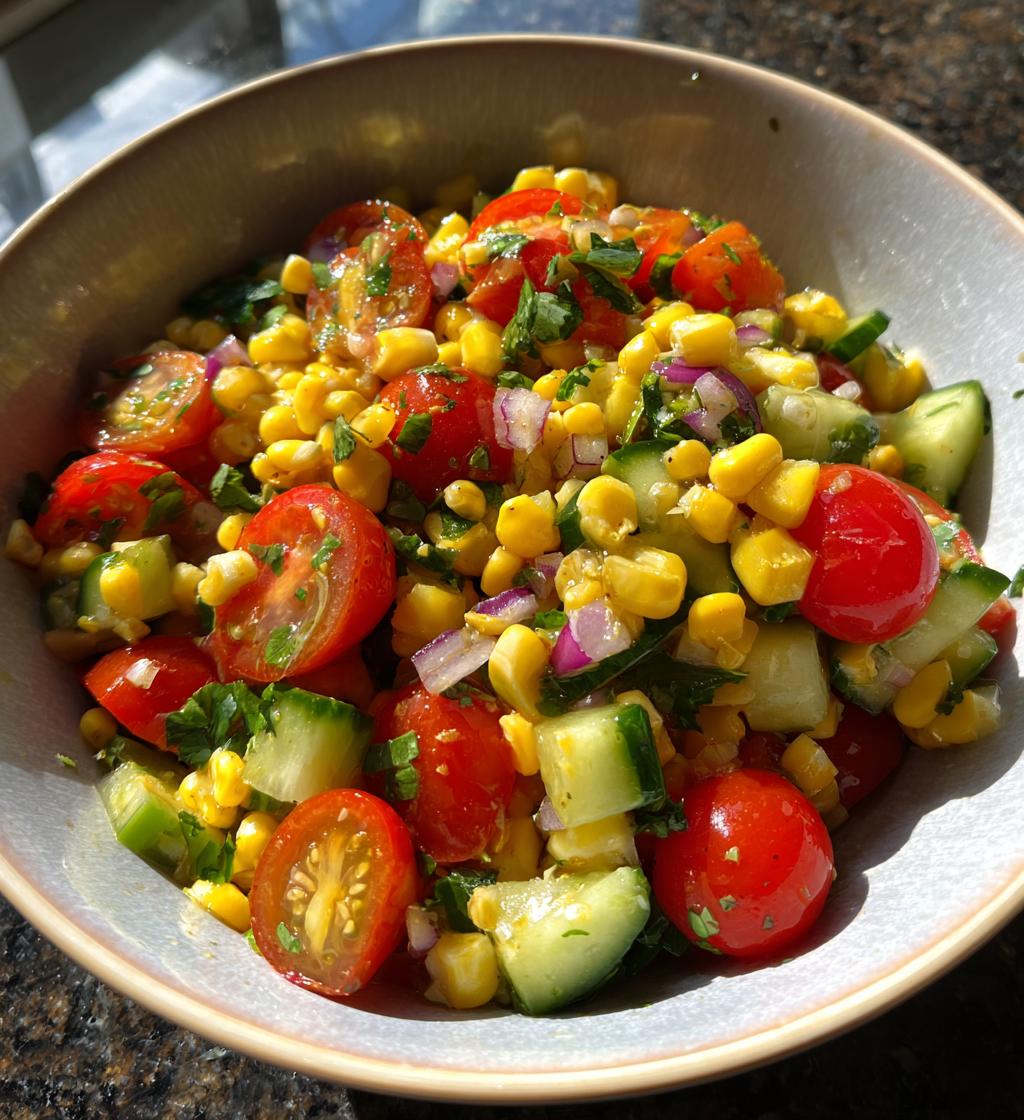 corn tomato and cucumber salad
