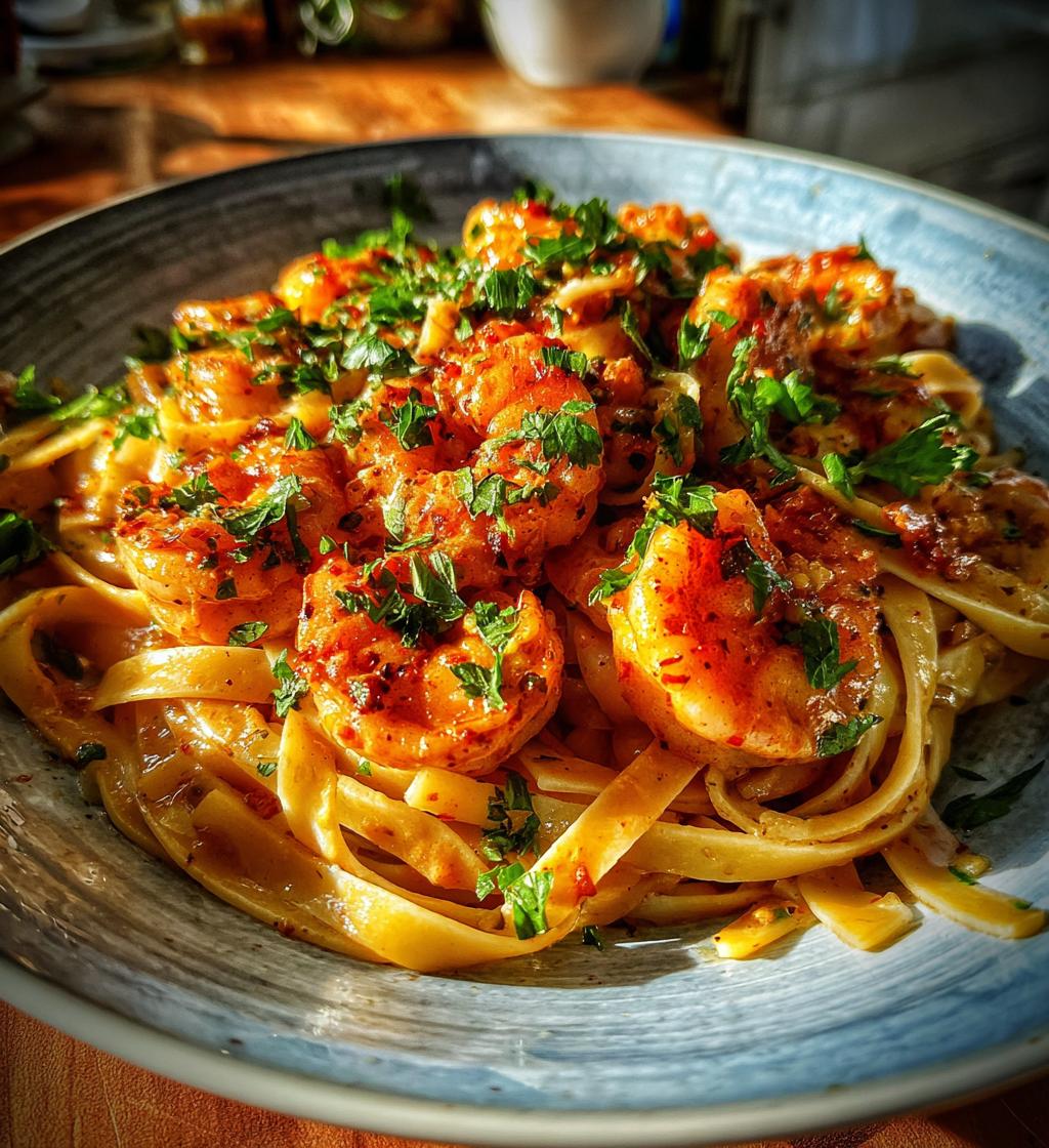 creamy cajun shrimp pasta - detail 1