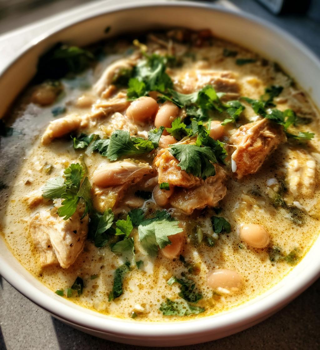 creamy crockpot white chicken chili - detail 1
