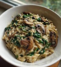 creamy spinach and mushroom orzo a one pan comfort dish in just 30 minutes