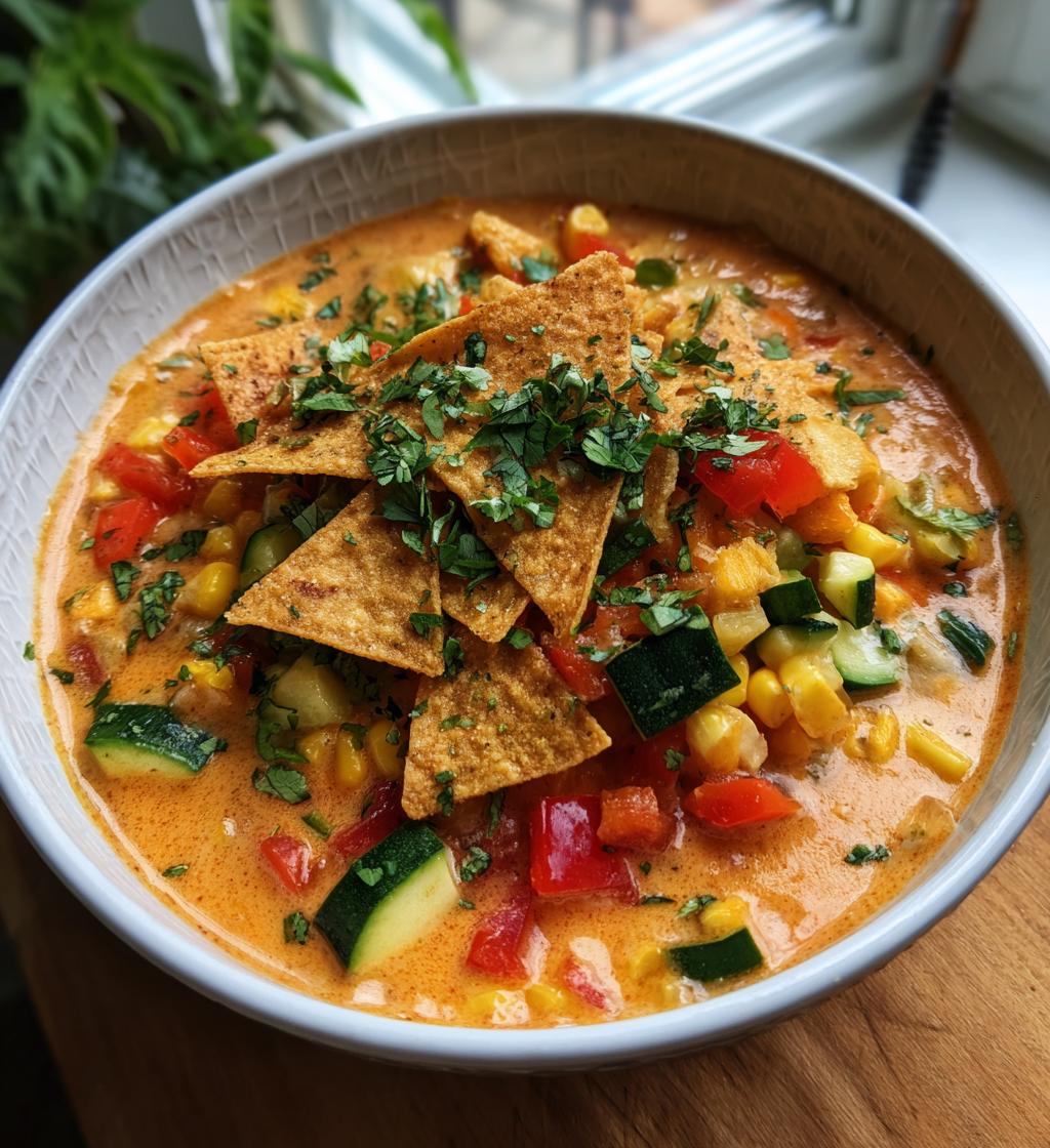 creamy vegetarian tortilla soup - detail 1