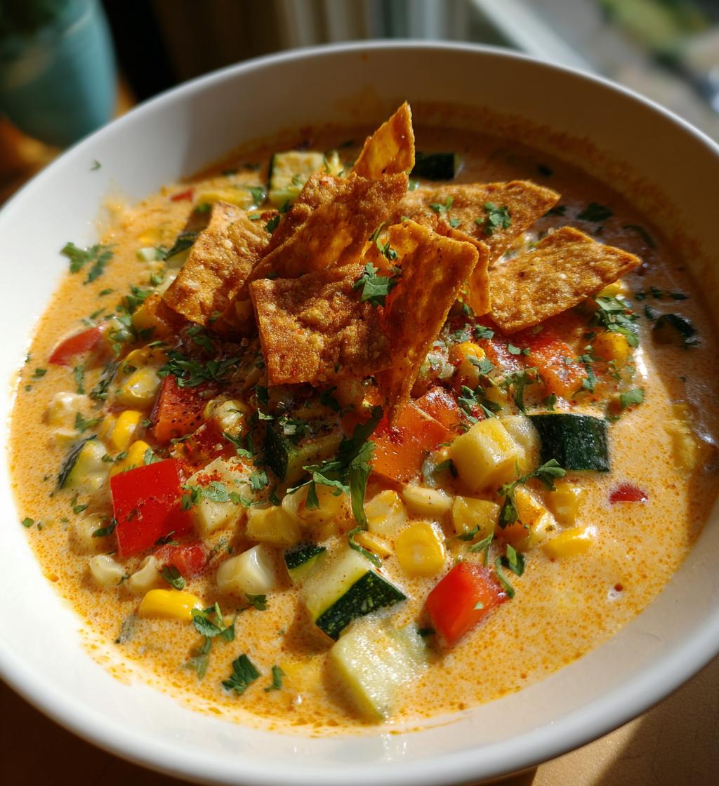 creamy vegetarian tortilla soup
