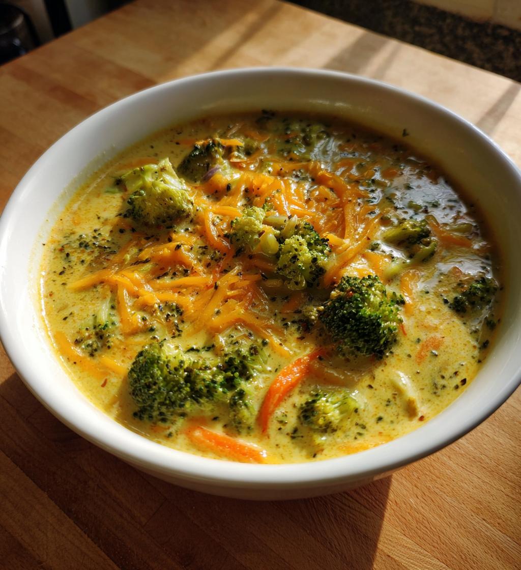 crockpot broccoli cheddar soup - detail 1