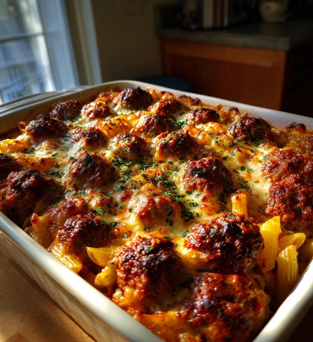 dump and bake meatball casserole - detail 1