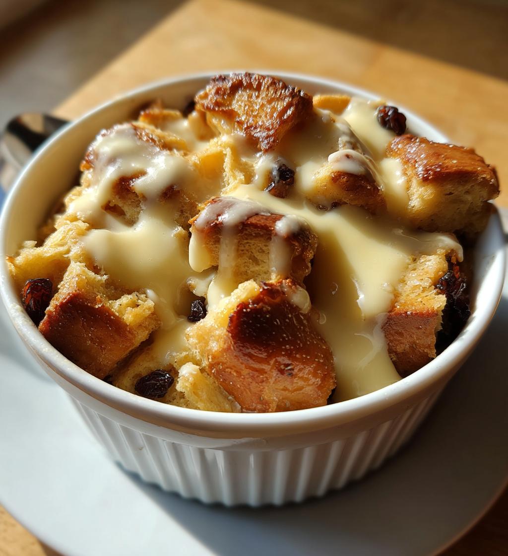 easy bread pudding with vanilla sauce