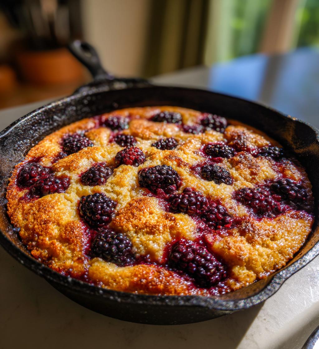 easy skillet blackberry cobbler - detail 1