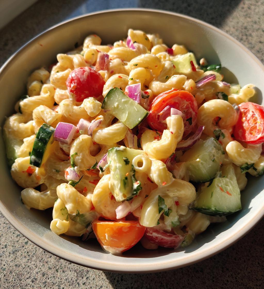 elbow macaroni pasta salad easy recipe - detail 1